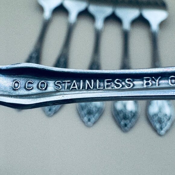 6 Oneida OCO WORDSWORTH Salad Forks USA Glossy Stainless Steel Flatware - Picture 5 of 8